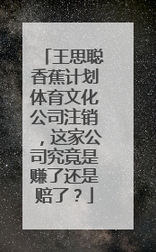 王思聪香蕉计划体育文化公司注销，这家公司究竟是赚了还是赔了？