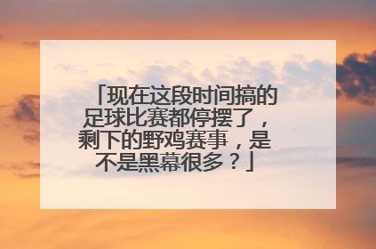 现在这段时间搞的足球比赛都停摆了，剩下的野鸡赛事，是不是黑幕很多？