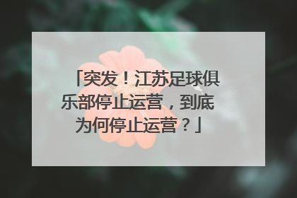 突发！江苏足球俱乐部停止运营，到底为何停止运营？