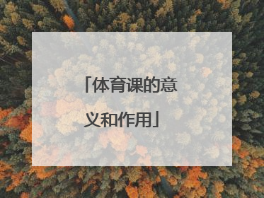 体育课的意义和作用