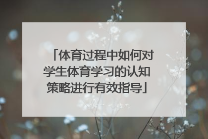 体育过程中如何对学生体育学习的认知策略进行有效指导