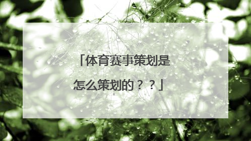 体育赛事策划是怎么策划的？？