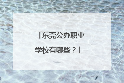 东莞公办职业学校有哪些？