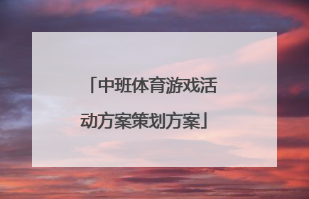 中班体育游戏活动方案策划方案