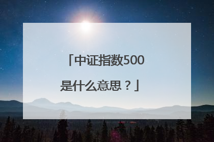 中证指数500是什么意思？