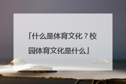 什么是体育文化？校园体育文化是什么