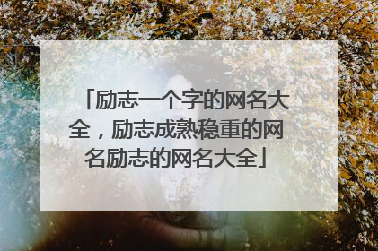 励志一个字的网名大全，励志成熟稳重的网名励志的网名大全