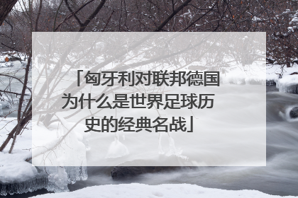 匈牙利对联邦德国为什么是世界足球历史的经典名战