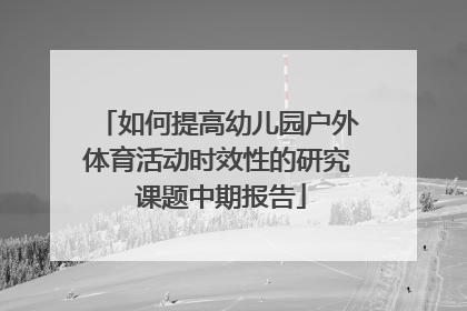 如何提高幼儿园户外体育活动时效性的研究 课题中期报告