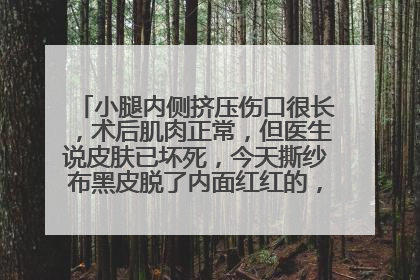 小腿内侧挤压伤口很长，术后肌肉正常，但医生说皮肤已坏死，今天撕纱布黑皮脱了内面红红的，请问能养得好