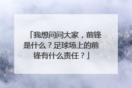 我想问问大家，前锋是什么？足球场上的前锋有什么责任？