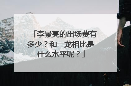 李景亮的出场费有多少？和一龙相比是什么水平呢？