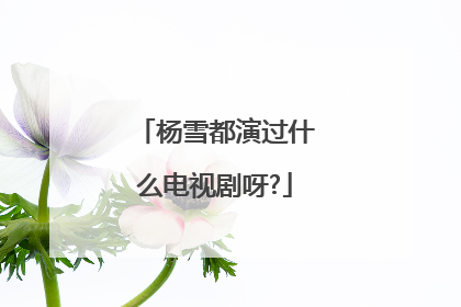 杨雪都演过什么电视剧呀?