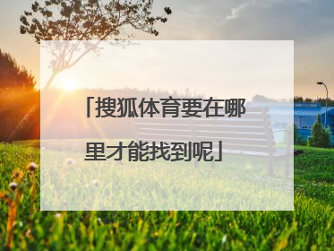 搜狐体育要在哪里才能找到呢