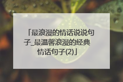 最浪漫的情话说说句子_最温馨浪漫的经典情话句子(2)