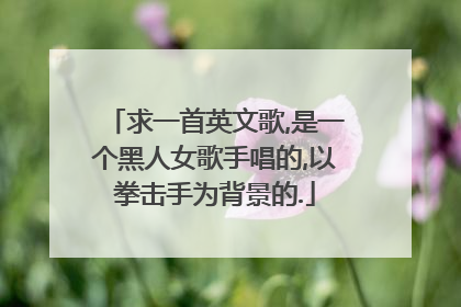 求一首英文歌,是一个黑人女歌手唱的,以拳击手为背景的.