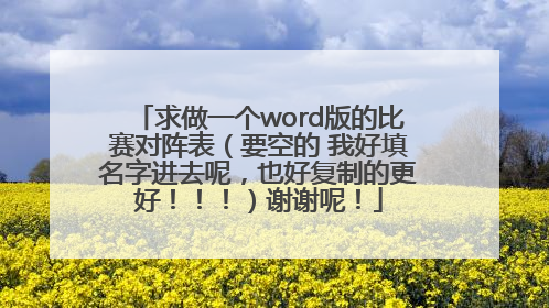 求做一个word版的比赛对阵表（要空的 我好填名字进去呢，也好复制的更好！！！）谢谢呢！