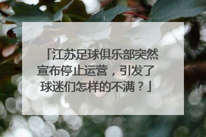 江苏足球俱乐部突然宣布停止运营，引发了球迷们怎样的不满？