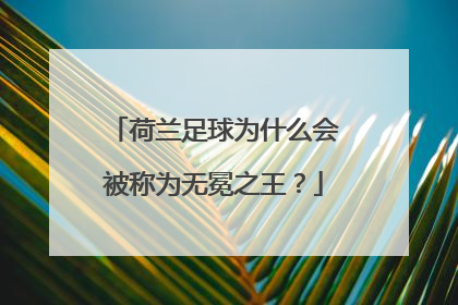 荷兰足球为什么会被称为无冕之王？