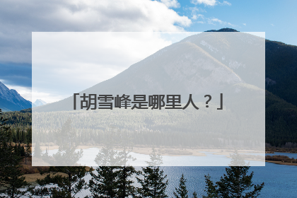 胡雪峰是哪里人？