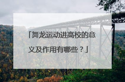 舞龙运动进高校的意义及作用有哪些？