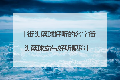 街头篮球好听的名字街头篮球霸气好听昵称