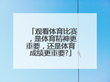 观看体育比赛，是体育精神更重要，还是体育成绩更重要?