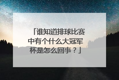 谁知道排球比赛中有个什么大冠军杯是怎么回事？