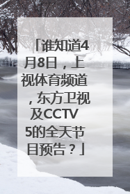 谁知道4月8日，上视体育频道，东方卫视及CCTV5的全天节目预告？