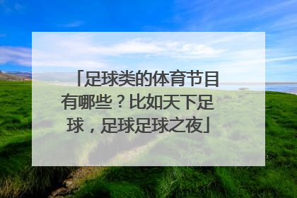 足球类的体育节目有哪些？比如天下足球，足球足球之夜