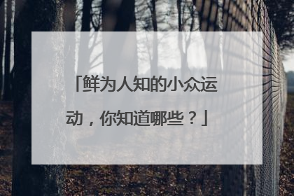 鲜为人知的小众运动，你知道哪些？