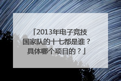 2013年电子竞技国家队的十七都是谁？具体哪个项目的？