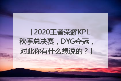 2020王者荣耀KPL秋季总决赛，DYG夺冠，对此你有什么想说的？