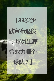 33岁沙欣宣布退役，球员生涯曾效力哪个球队？