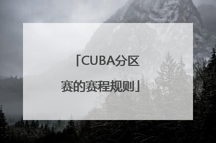 CUBA分区赛的赛程规则