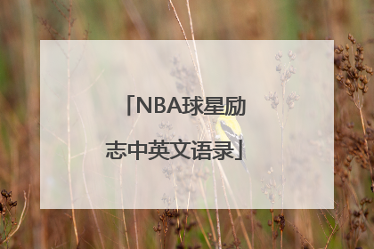 NBA球星励志中英文语录